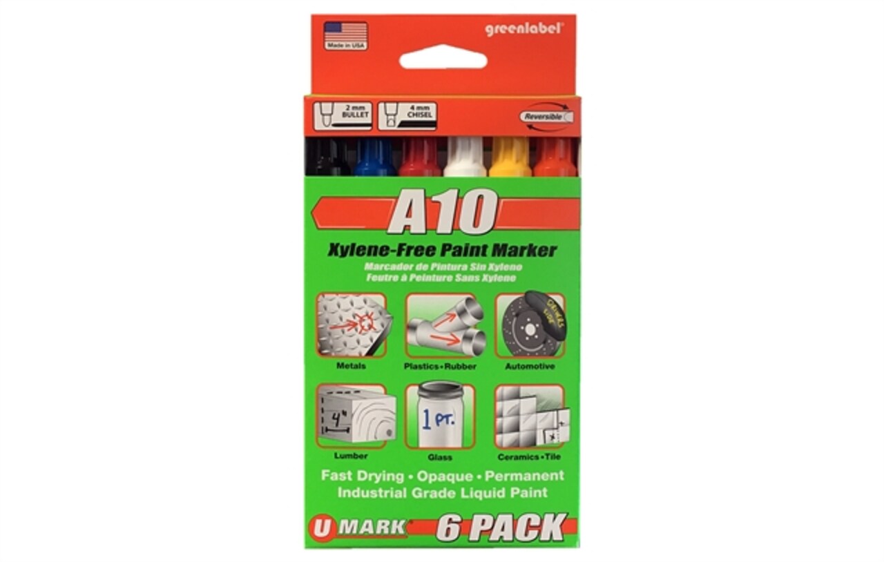 U-Mark A10 6 PACK BOX - 1 ea. Black, Blue, Red, White, Yellow and Orange